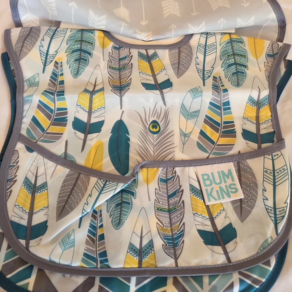 Bumkins SuperBib 3-Pack Ages 6-24 Months Feathers & Arrows NWT